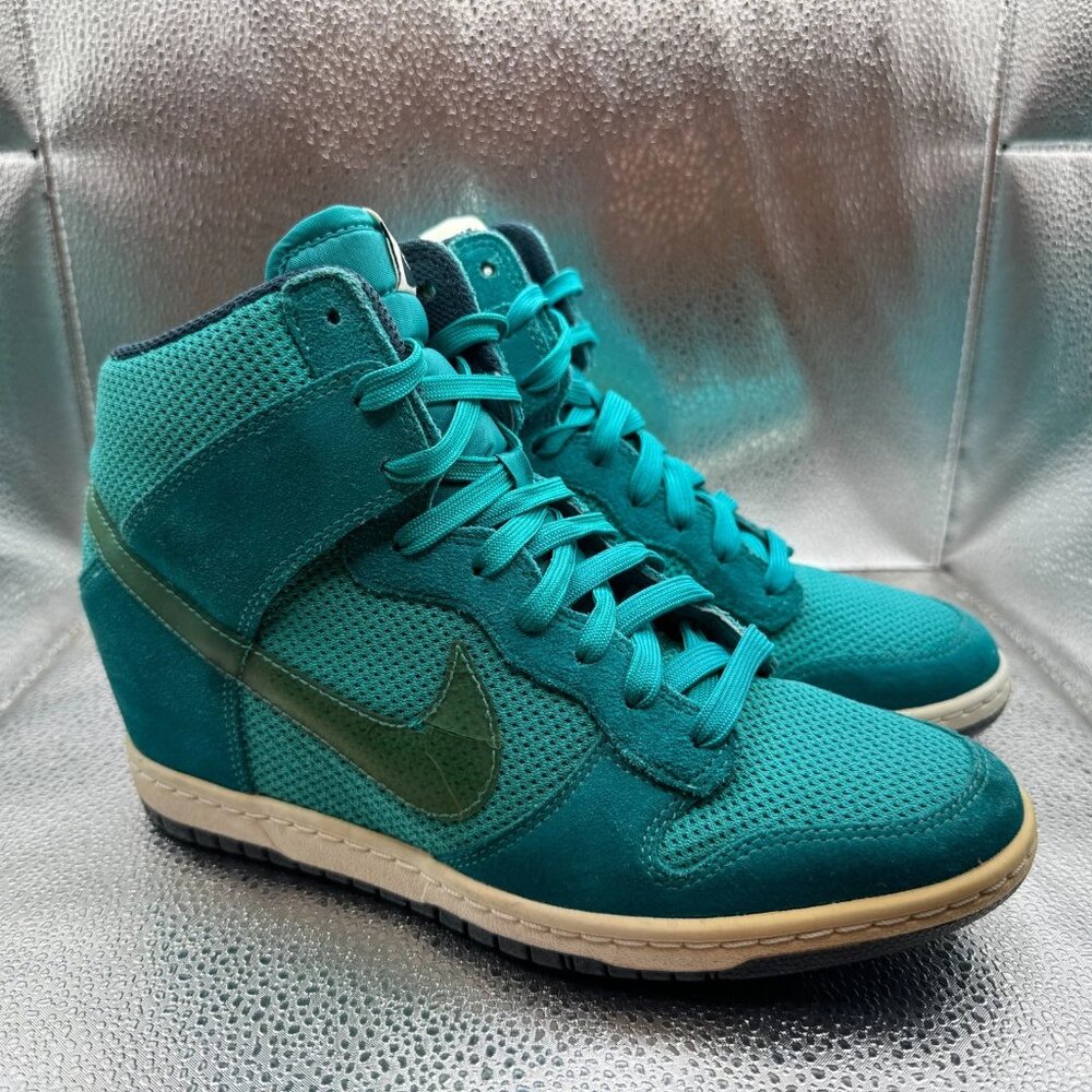 Size 9 Nike Dunk Sky Hi Womens Turquoise Turbo Green Wedge Shoes 644877-300
